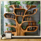 Tree Shaped Bookshelf Tapestry
